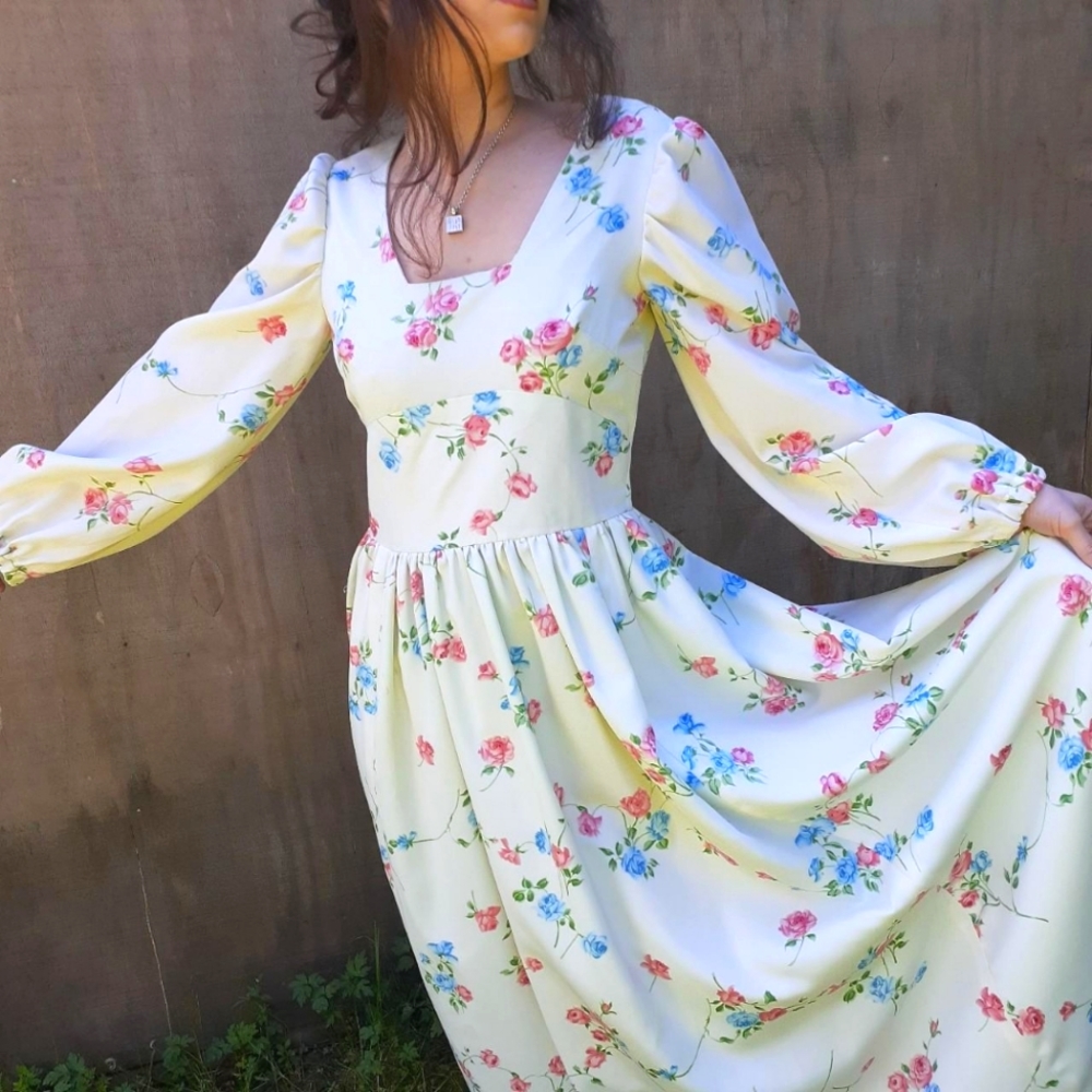 Pale Green Floral Vintage Prairie Dress